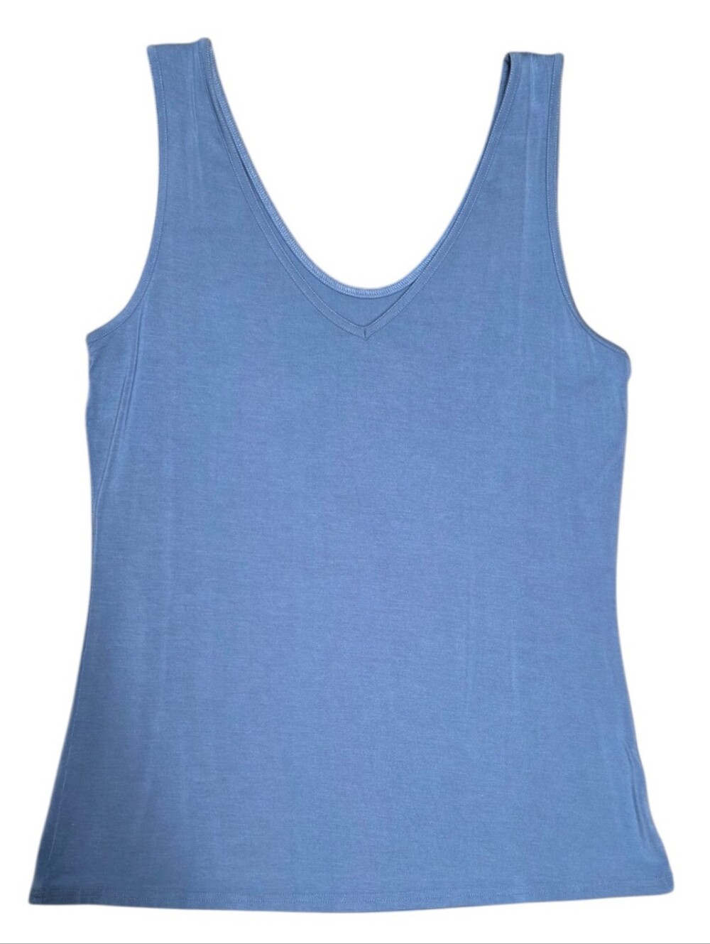 Blue V-Neck Sleeveless Tank Top Large - Picture 6 of 6